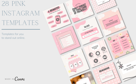 Download Pink Instagram Canva Templates - Insta Collection
