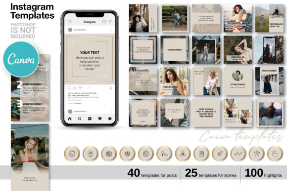 Download Beige CANVA Instagram Template Kit - Insta Collection