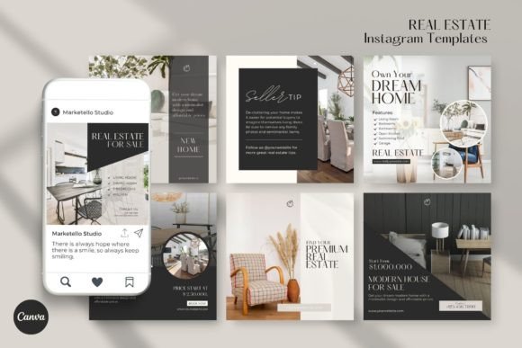 Download Real Estate Instagram Templates CANVA - Insta Collection