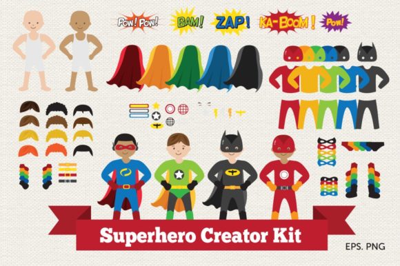 Download Superhero Creator Kit Clipart Vector - Premium Resources
