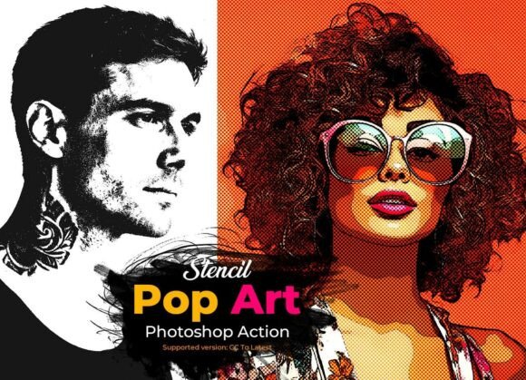 Download Stencil Pop Art Photoshop Action - Premium Bundle