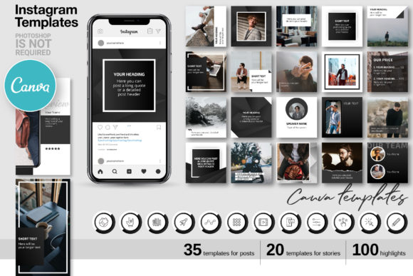 Download Black CANVA Instagram Template Kit 62 - Insta Collection