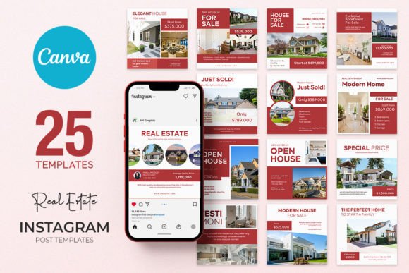 Download 25 Real Estate Instagram Templates CANVA - Insta Collection