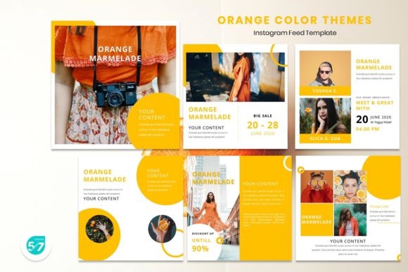 Download Instagram Feed Template - Orange Color - Insta Collection