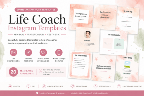 Download Instagram Post Templates for Life Coach - Insta Collection