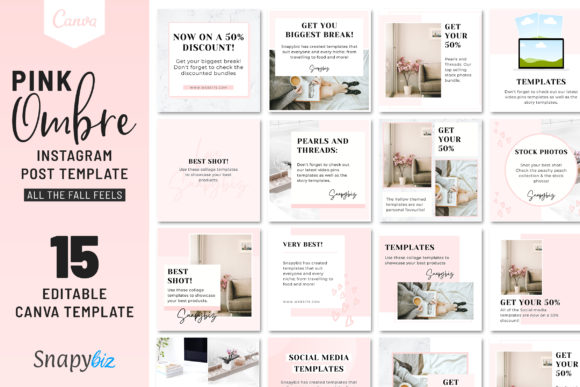 Download Pink Ombre Instagram Canva Template - Insta Collection